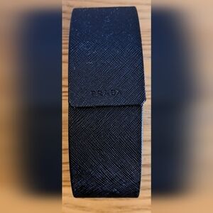 EUC Prada Black Saffiano Leather Glasses Sunglass Hard Clamshell Travel Case